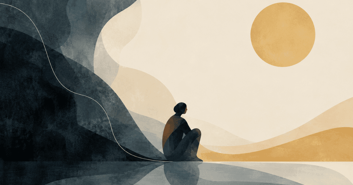 thoughtful person looking at sunset