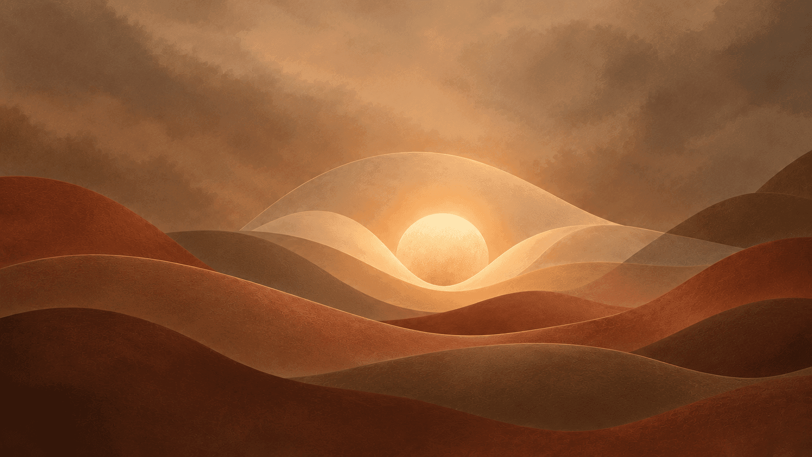 sphere of safety in abstract earthy hills
